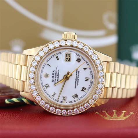 rolex datejust mit president armband|18k presidential Rolex diamond bezel.